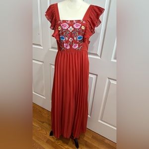 ASOS Red dress with floral embroidery